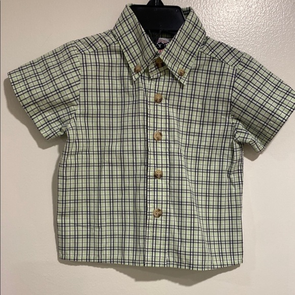 NWOT Boys Infant Green Plaid Button down shirt sleeve  Shirt - Picture 1 of 6